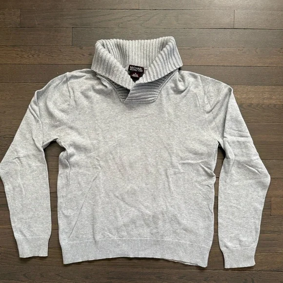 Michael Kors Gray Cotton Pullover Long Sleeve Cowl Neck Sweater - Picture 1 of 3